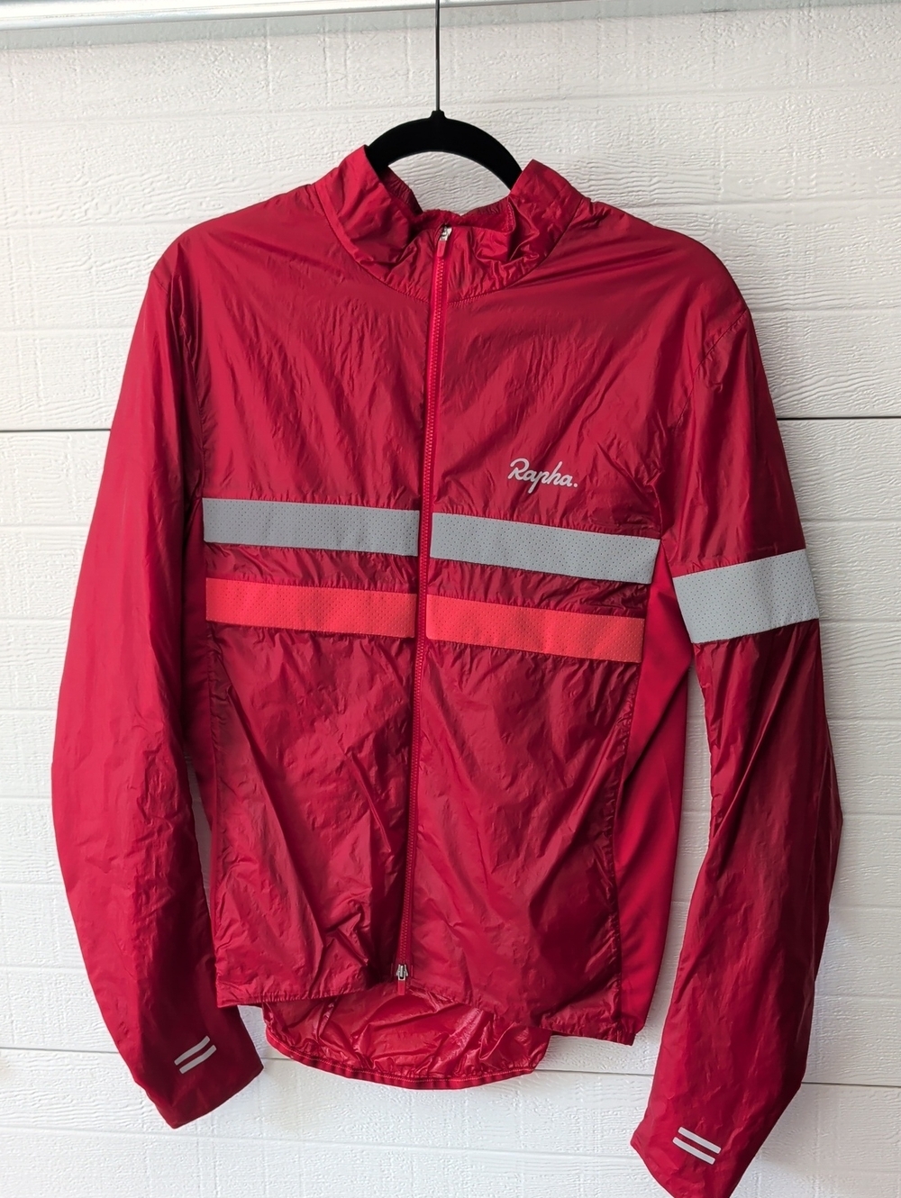 Rapha Red Windbreaker Jacket with Reflective Stripes